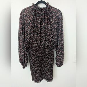 C/MEO Collective Black and Pink Floral Long Sleeve Dress (S)